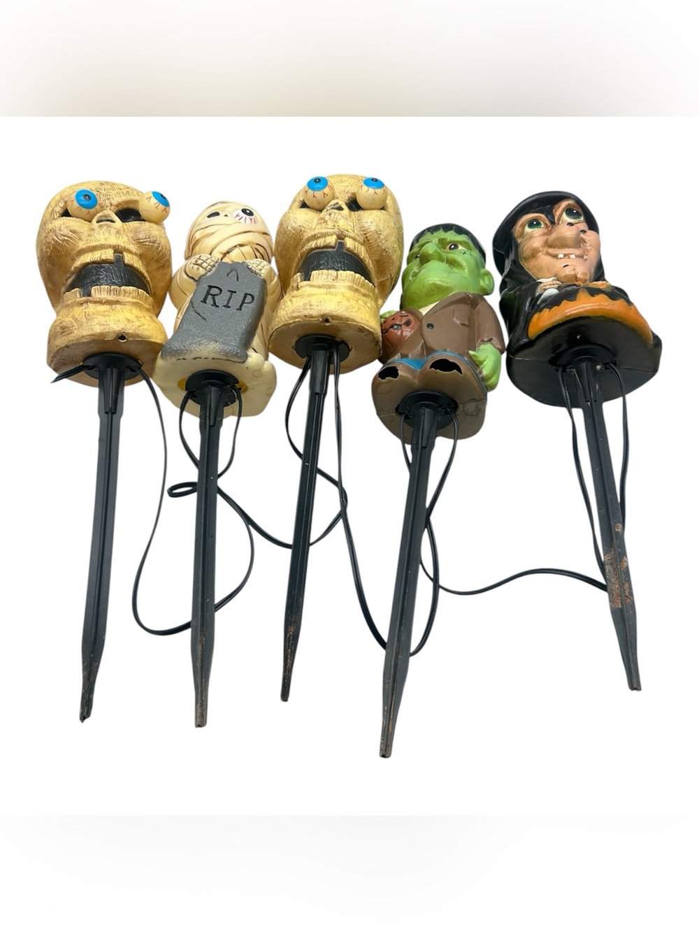 5-light 2001 Dynagood Halloween blow-mold pathway Stake Lights(Read Desc) 8”